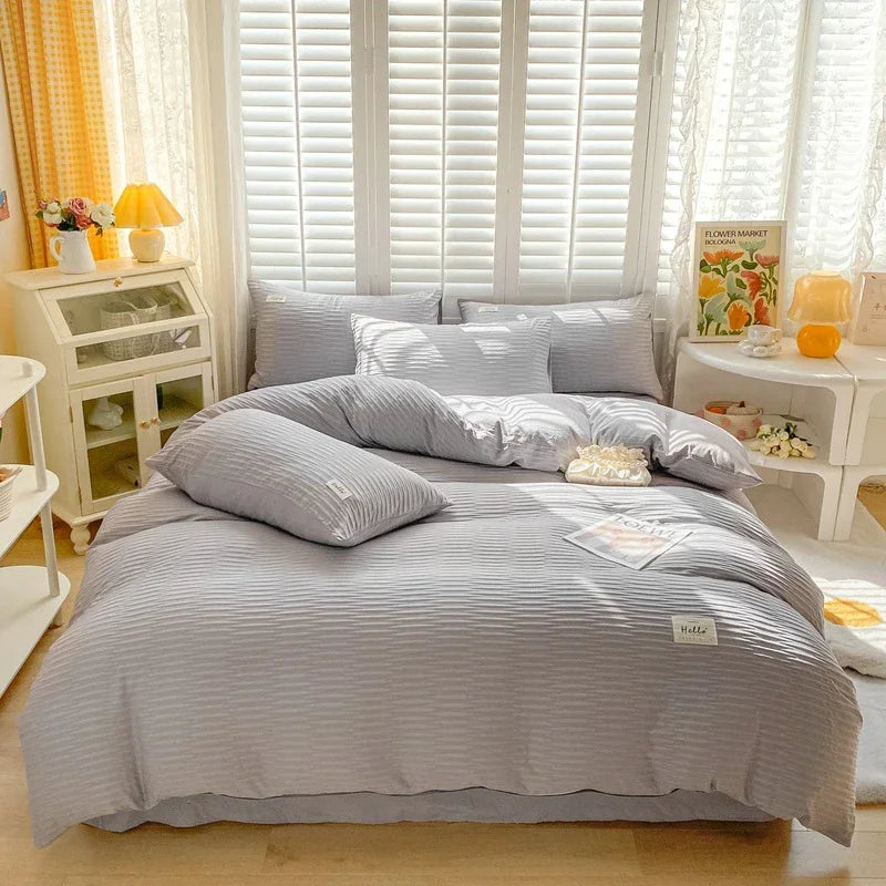 Decobites Bubble Yarn Duvet Cover Set - Soft & Skin-friendly Bedding with Pillowcase