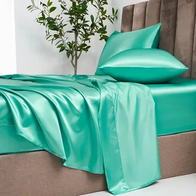 Satin Luxury Bed Sheet Set by Decobites: Soft Silky Sheets for King/Queen Size Bed