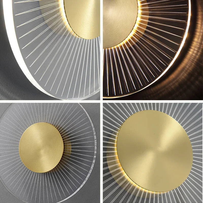 DecorBites™ Gold LED Round Wall Lamp for Elegant Indoor Lighting