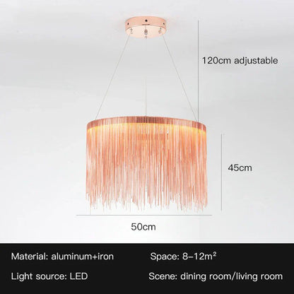 DecorBites™ LED Tassel Chandelier Pendant Light for Living Room Villa Hall Silver Lustre