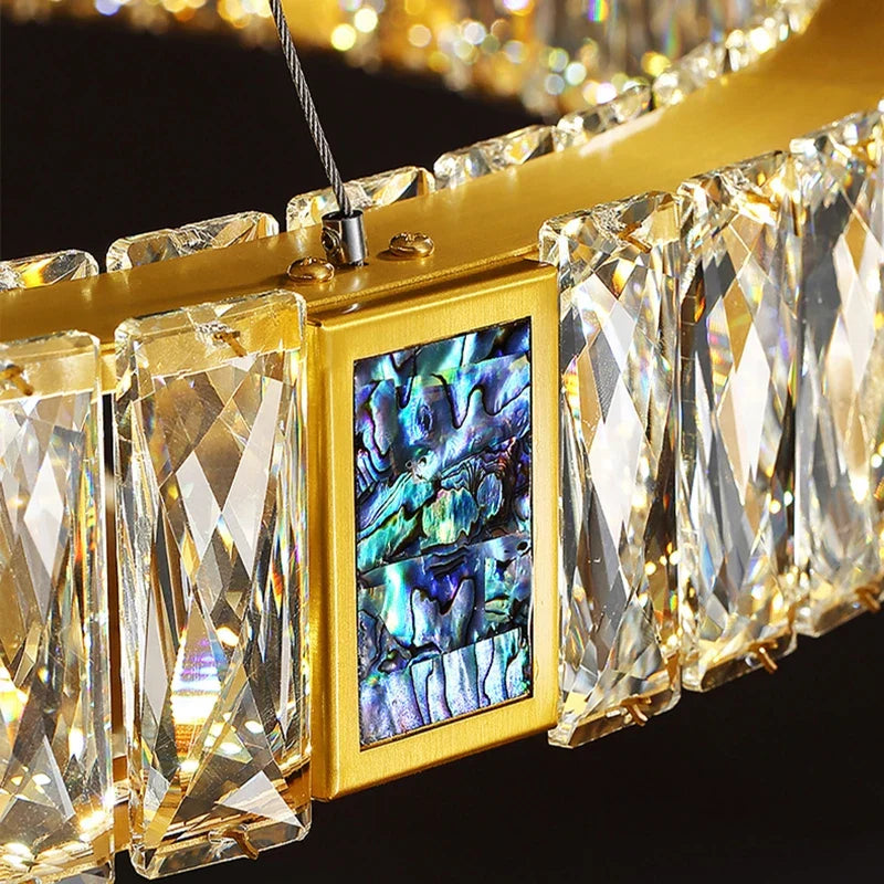 DecorBites™ Crystal Round Ceiling Chandelier LED Pendant for Kitchen Dining Room Villa