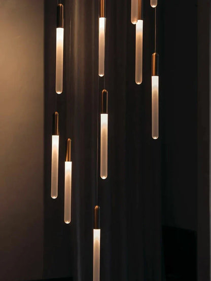 DecorBites™ LED Nordic Cylinder Chandelier: Modern Indoor Lighting for Staircase & Decoration