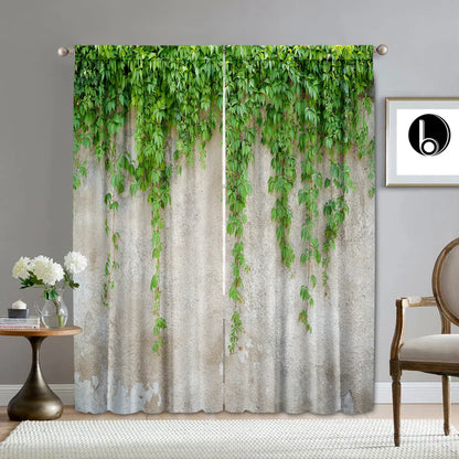 Decobites Green Leaf Plant Printed Curtains for Home Decoration and Modern Vibes