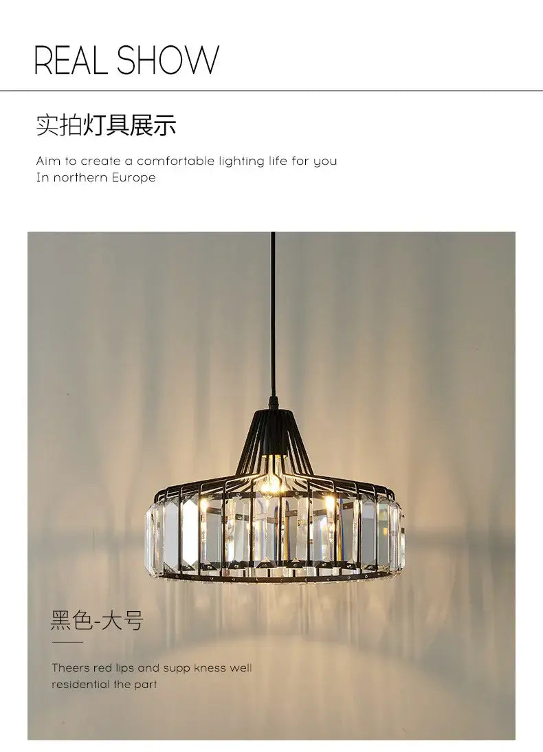 DecorBites™ Modern Black Crystal LED Pendant Chandelier