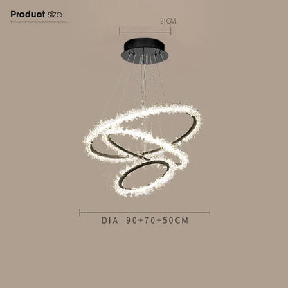 DecorBites™ Gold Crystal Ring Chandelier for Living Room and Restaurant Décor