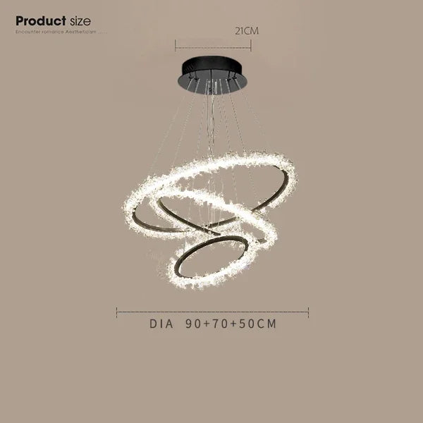 Chandelier de Anillo de Cristal Dorado Decorbites™ para la Decoración de Sala de Estar y Restaurante