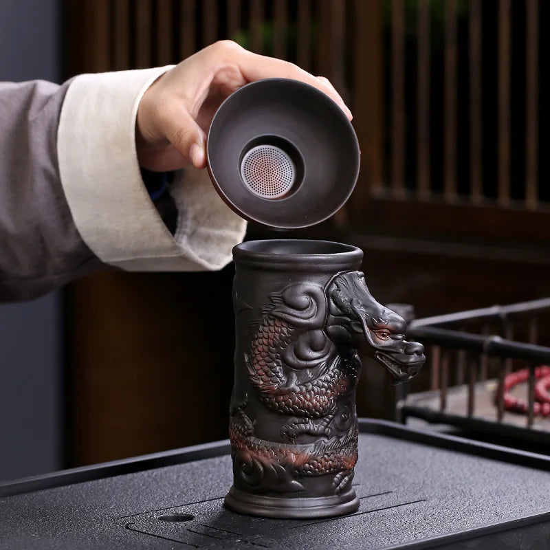 Decorbites™ Drachen-Teeblatt-Trichterfilter für Kung-Fu-Tee, Keramik-Tischdekoration