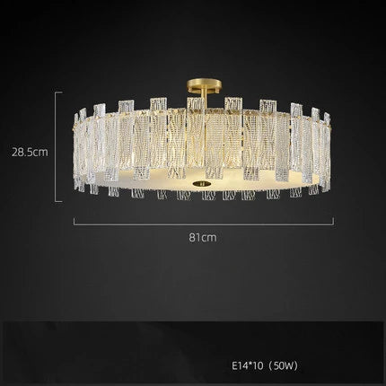 Lámpara de araña DecorBites™ Art Déco de cristal dorado cobrizo con iluminación LED