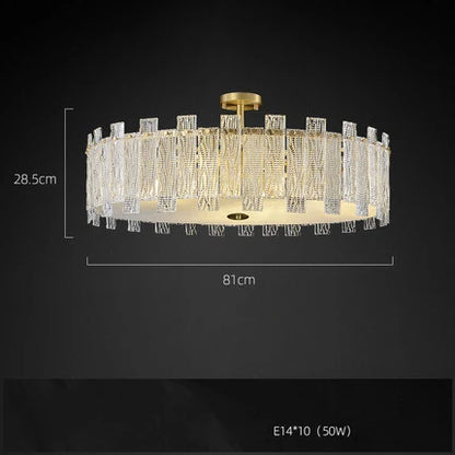 Lámpara de araña DecorBites™ Art Déco de cristal dorado cobrizo con iluminación LED