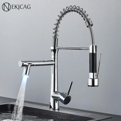 DecorBites™ Dual Nozzle Gourmet Kitchen Faucet | Pull-Down, 360° Rotation, Chrome Mixer