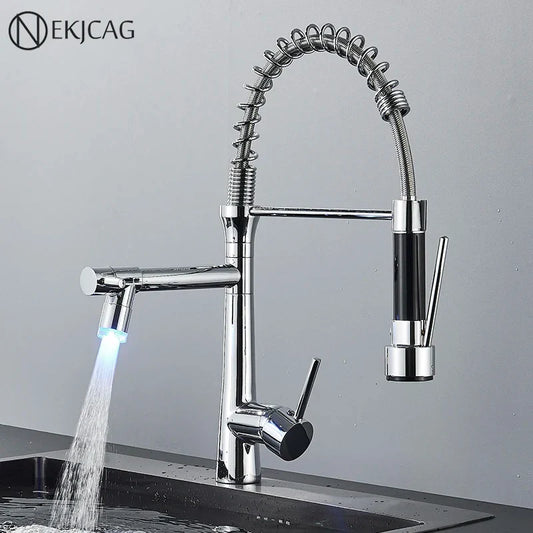 DecorBites™ Dual Nozzle Gourmet Kitchen Faucet | Pull-Down, 360° Rotation, Chrome Mixer