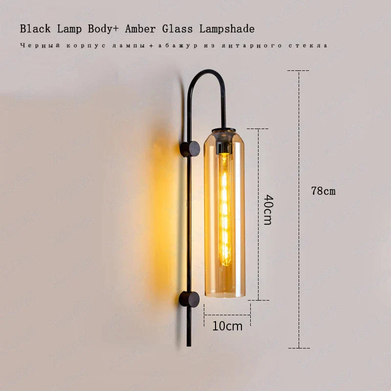 DecorBites™ E27 Glass Wall Light in Smoke Gray Amber Milky White Green for Bedroom Living Room