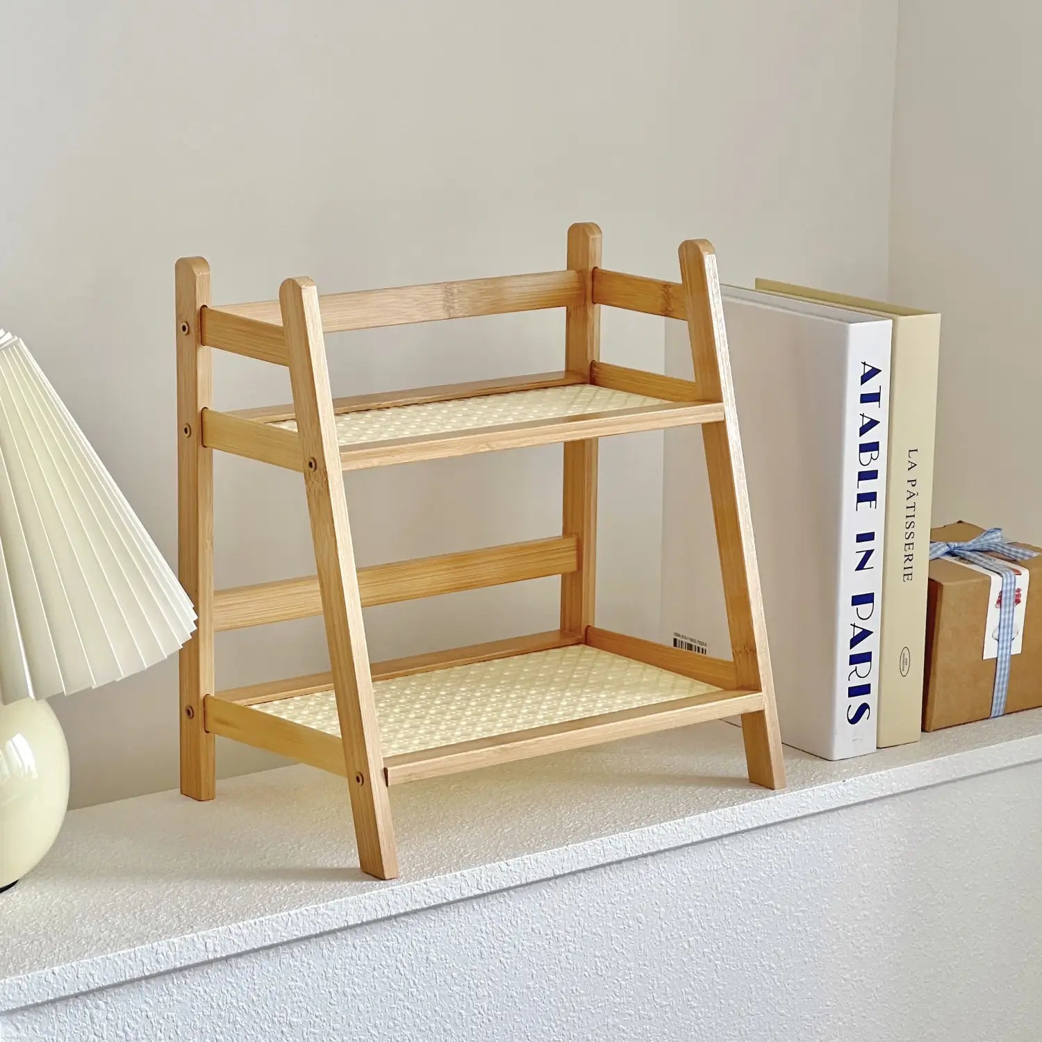 DecorBites™ Rattan 2-Tier Desktop Organizer Shelf
