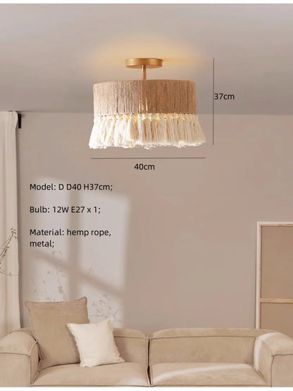 DecorBites™ Hemp Rope E27 LED Pendant Lights Chandelier Lighting - Nordic Minimalism