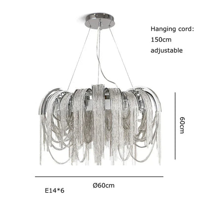 DecorBites™ Aluminum Chain Pendant Lights Postmodern Tassel Hanging Lamp for Dining Table