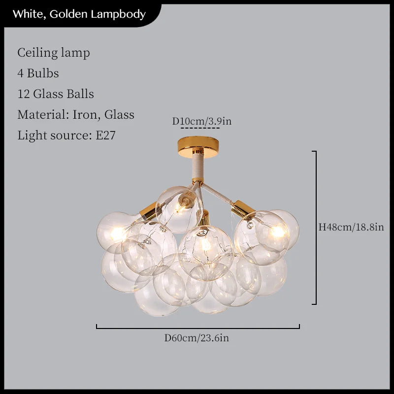 DecorBites™ Glass Balls Ceiling Pendant Lights Minimalist Living Room Chandelier Shop Bar Decor