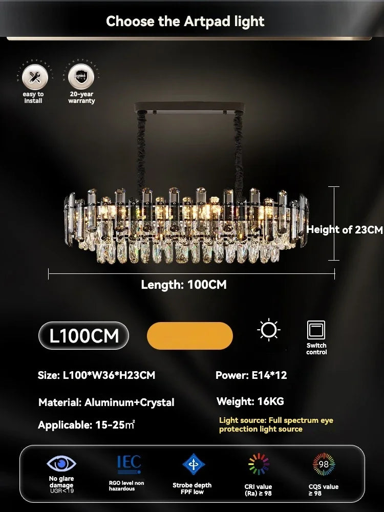 Gold Crystal LED Chandelier Round100cm Radiant