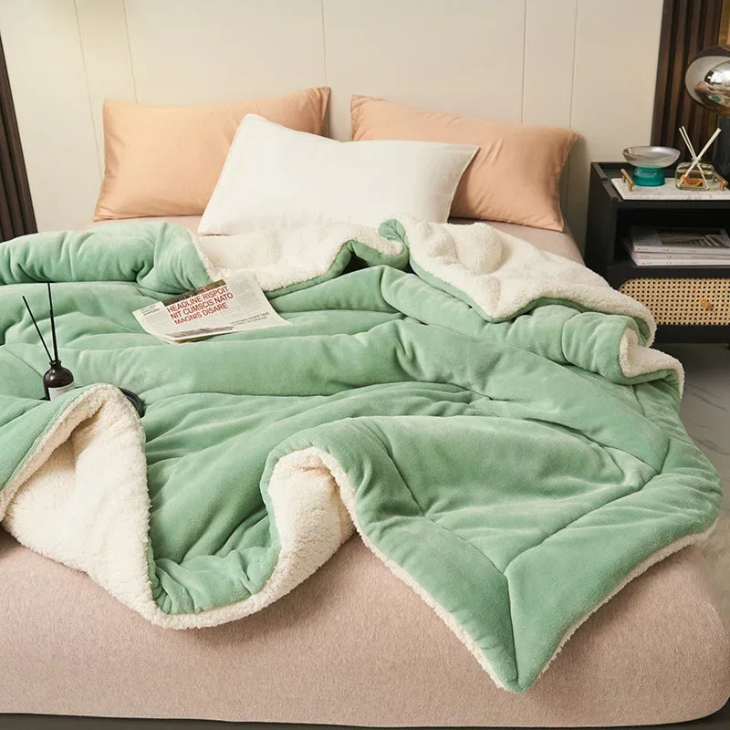DecorBites™ Double Layer Queen Blanket Super Soft Plush Warm Comfort for Autumn/Winter