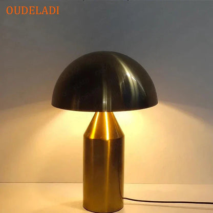 DecorBites™ Black Iron Mushroom Table Lamp, Nordic Design, Gold Accent, Living Room Bedroom Light