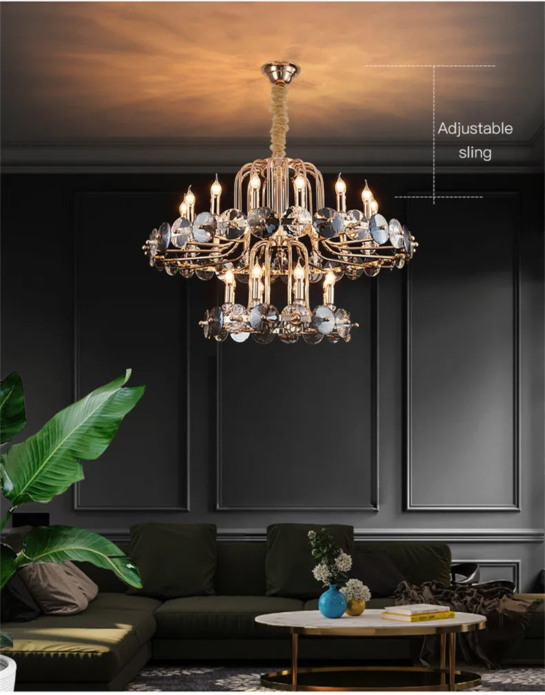 DecorBites™ Crystal Living Room Chandelier: Luxury European Designer Lighting Fixtures