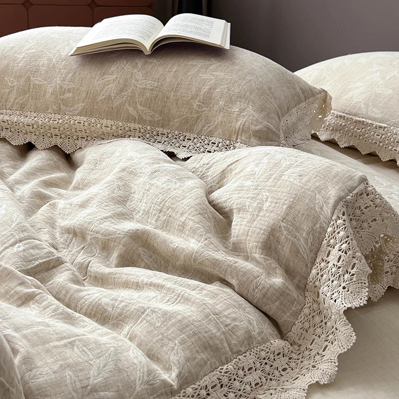 DecorBites™ Lace Princess Jacquard Bedding Set - 4Pcs