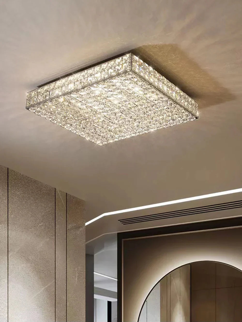 Lámpara de araña rectangular LED de cristal DecorBites™ para una decoración elegante del hogar