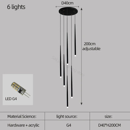 Lámpara de araña cónica DecorBites™ para escaleras, estilo moderno y sencillo, ideal para villas, restaurantes, cocinas, dormitorios y bares.