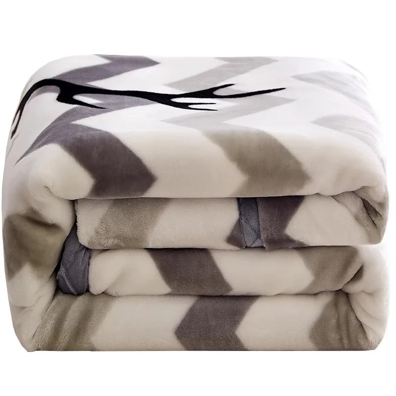 DecorBites™ Winter Raschel Blanket: Double Layered Warm Flannel Bedding Blanket
