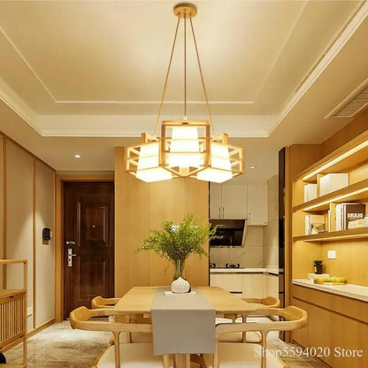 DecorBites™ Japanese Wood Tea Room Pendant Light