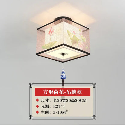 Lámpara de techo tipo araña china DecorBites™ Lotus, sencilla, para pasillo, con iluminación LED.