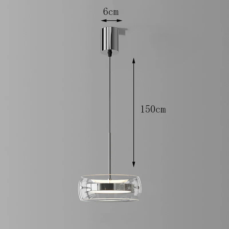 Modern Glass Ring Pendant Light in Iron