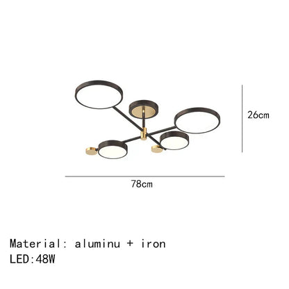 Decorbites™ Gold Schwarz Metall LED Kronleuchter – Minimalistisches 3-Farbtemperatur-Beleuchtung für Wohnzimmer und Restaurant