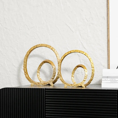 DecorBites™ Golden Circle Hollowed-out Ornaments: Home Decor Figurines