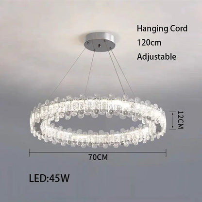 DecorBites™ Crystal LED Ceiling Chandelier: Modern Dimmable Lighting Fixture for Stylish Home Decor
