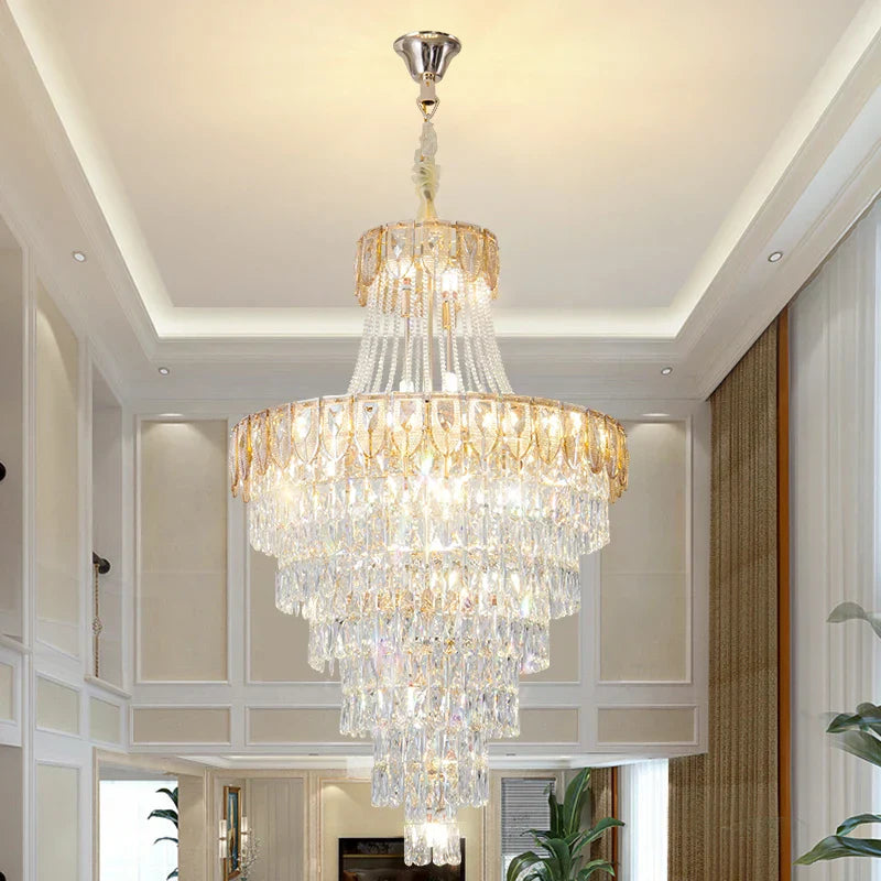 DecorBites™ Crystal Chandelier Art Living Room Lighting for Duplex Buildings and High-End Restaurants