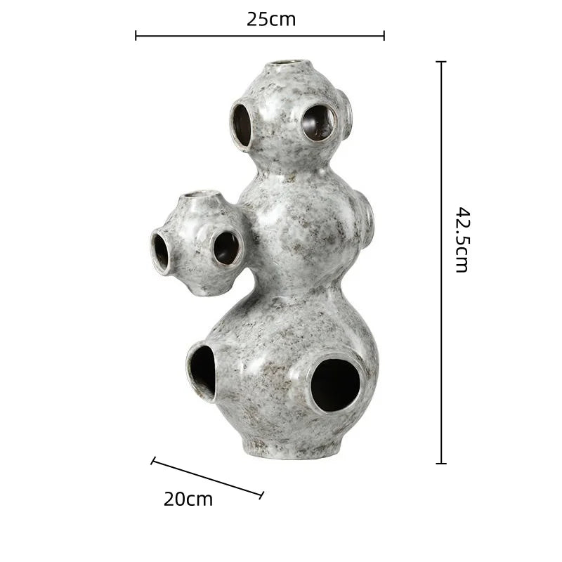 ديكوربايتس™ - تمثال خزفي على شكل أنبوب مجوف تجريدي على شكل كوكب - إكسسوار ديكور منزلي