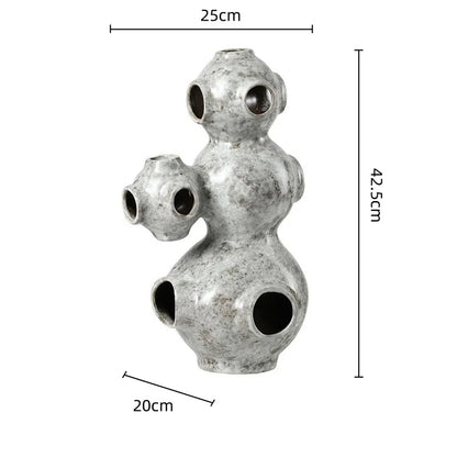 ديكوربايتس™ - تمثال خزفي على شكل أنبوب مجوف تجريدي على شكل كوكب - إكسسوار ديكور منزلي
