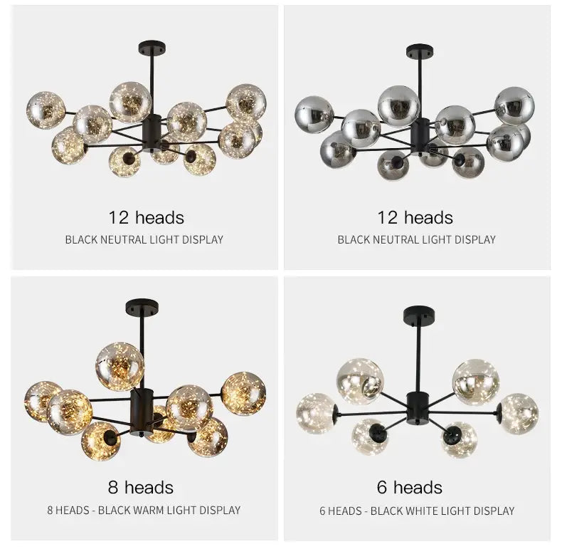 DecorBites™ Luxury Glass Ball Nordic Chandeliers - Dimmable