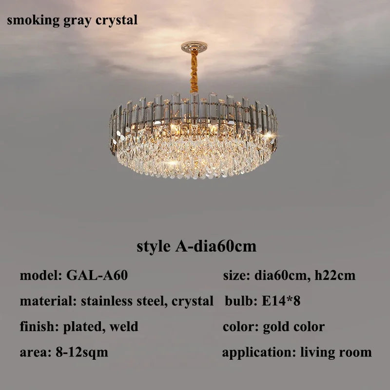 DecorBites™ Gold Crystal Chandelier for Living Room Luxury Lighting Fixture
