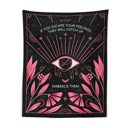 Tapiz decorativo de pared DecorBites™ con diseño de ojo botánico, estilo bohemio psicodélico para el hogar