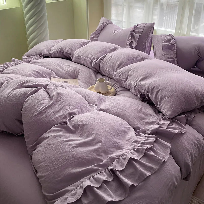 Microfiber Ruffles Bedding Set