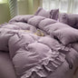 Decobites Korean Princess Ruffles Bedding Set - Soft Microfiber, Duvet Cover Pillowcases - All Sizes