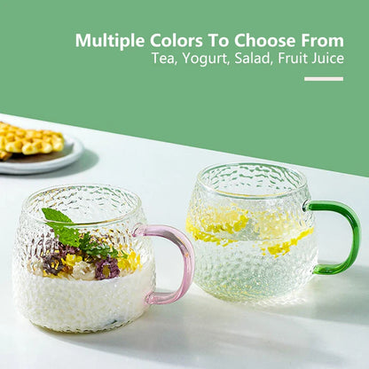 DecorBites™ 400ml Hammer Pattern Glass Mug - Heat Resistant with Hand Handle