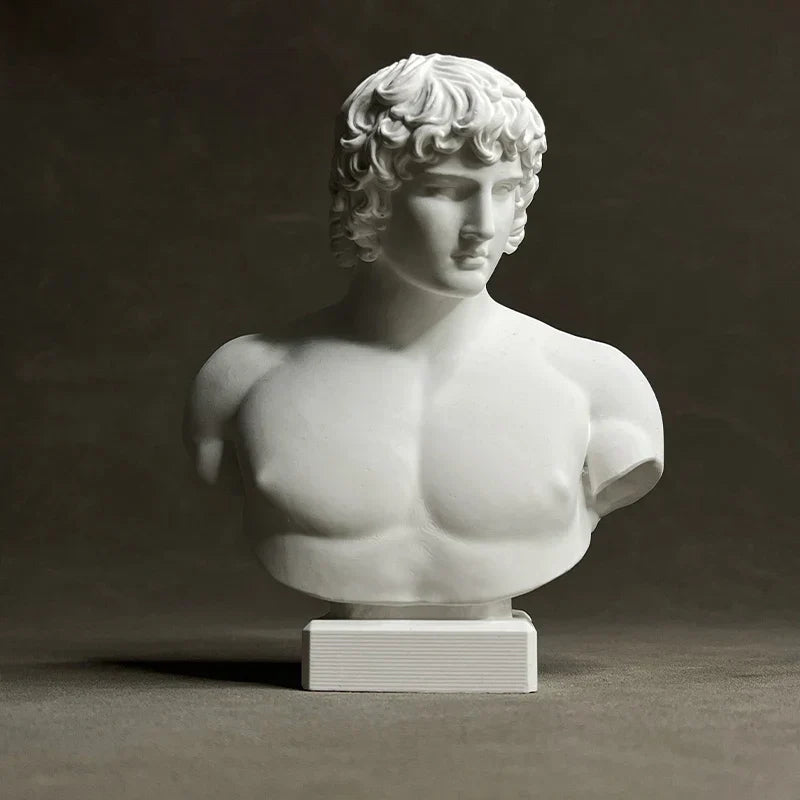 DecorBites™ Antinous Retro Plaster Sculpture - European Inspired Room Figurine