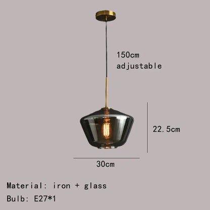 Lámpara colgante DecorBites™ de cristal ámbar gris para iluminación del hogar y la oficina