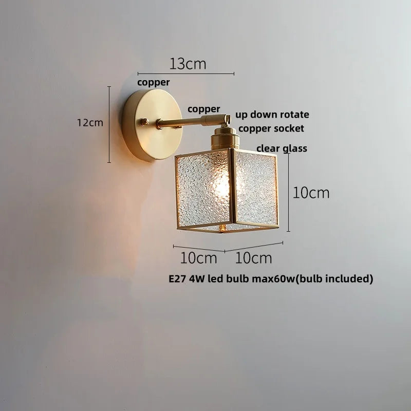 DecorBites™ Japanese Style LED Wall Light Clear Glass Pull Chain Switch Bedside Lamp