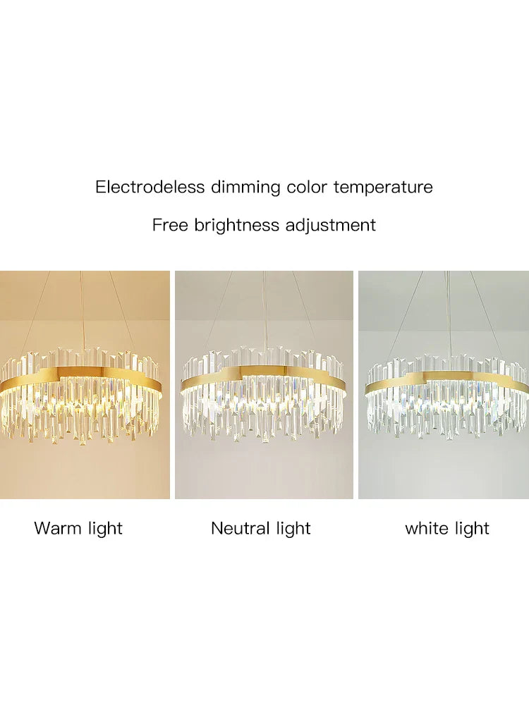 DecorBites™ Gold Full Spectrum Crystal Chandelier for Living, Dining & Bedroom