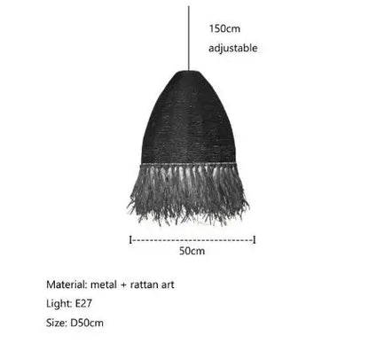 DecorBites™ Handmade Rattan Pendant Light for Living Room, Bedroom - Japanese Style