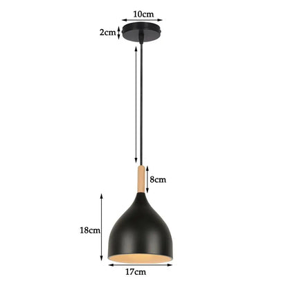 Black Wood Industrial Pendant Light
