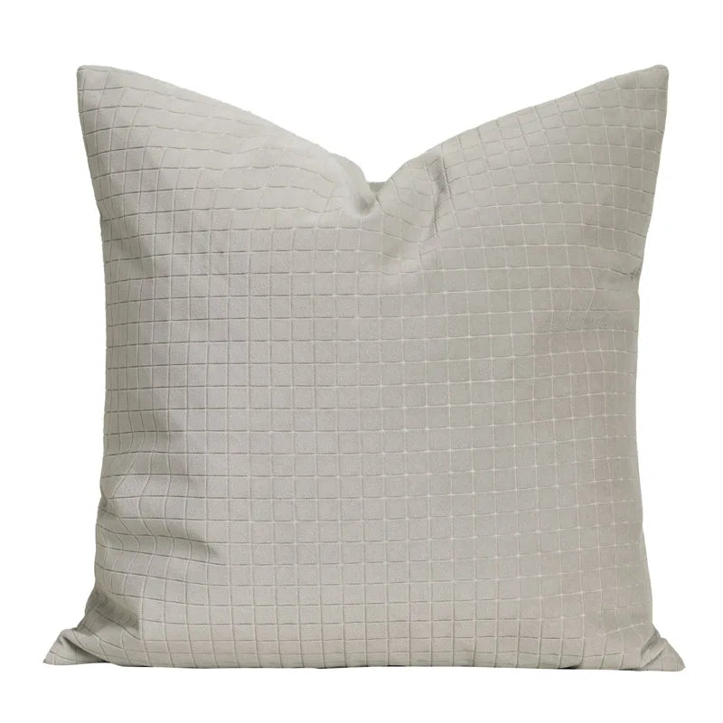 DecorBites™ Cappuccino Tone Geometry Embroidery Luxury Pillowcase 45x45cm Cream Khaki Gray